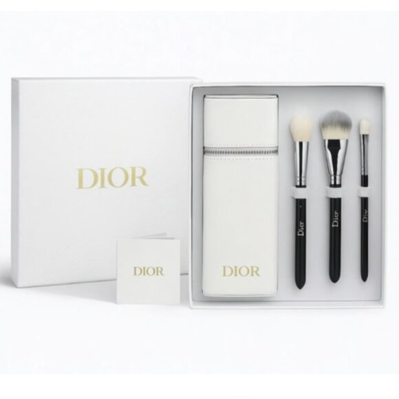 Dior Backstage 3pc Makeup Brush Gift Set with White Case Limited Edition NIB - Picture 1 of 3